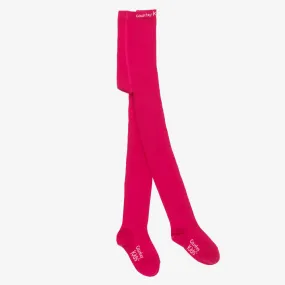 Girls Fuchsia Pink Cotton Knitted Tights