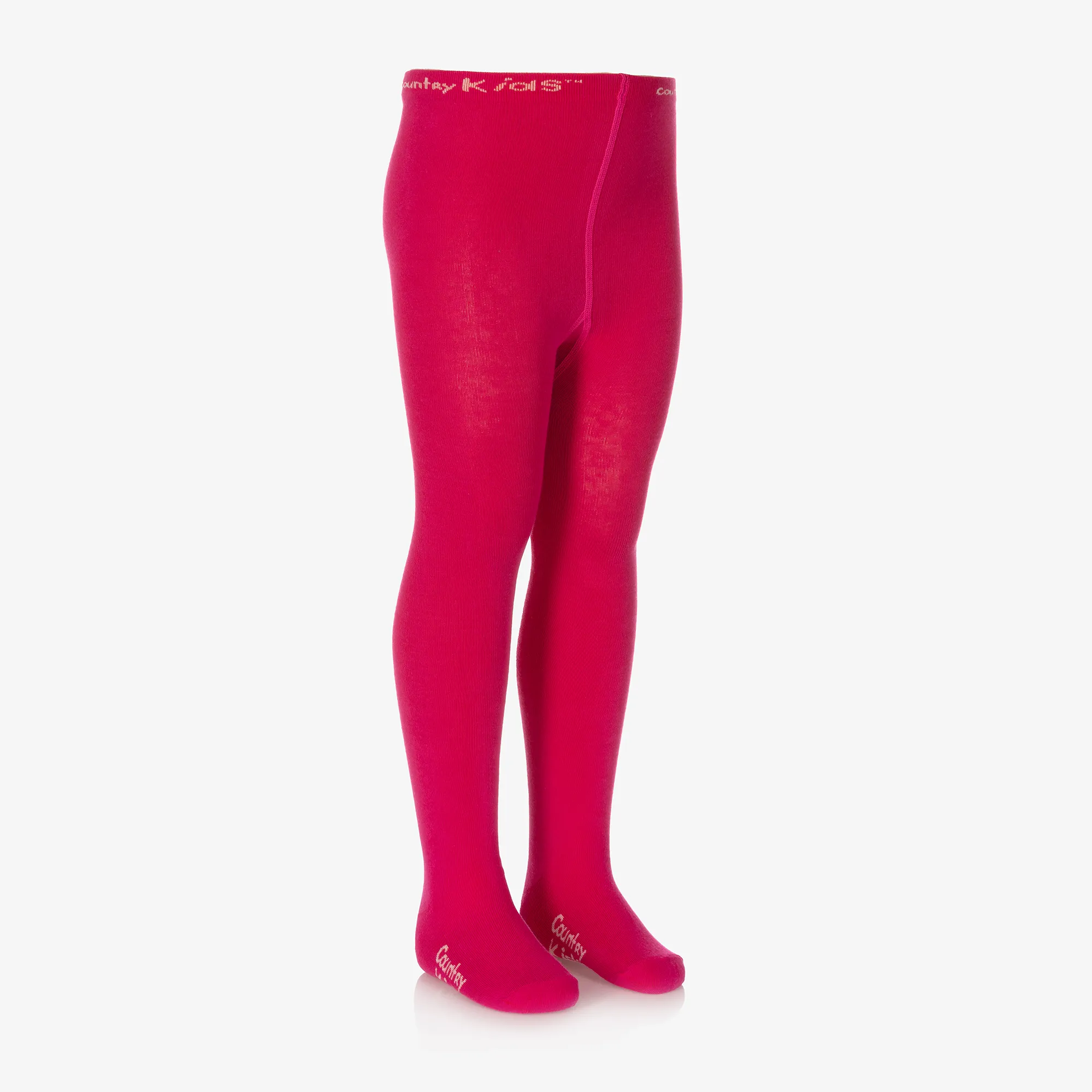 Girls Fuchsia Pink Cotton Knitted Tights