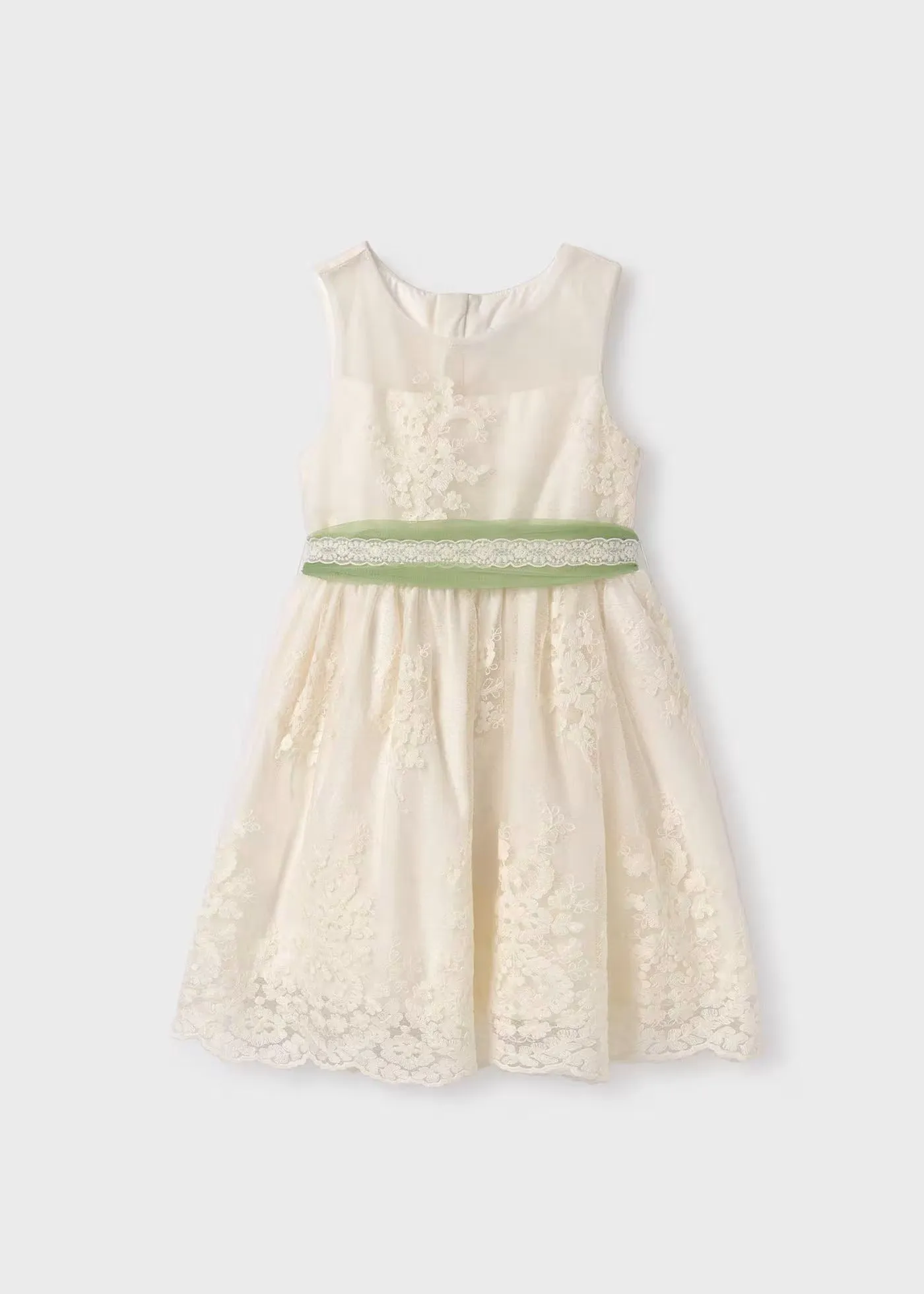 Girls Jacquard tulle dress - Natural