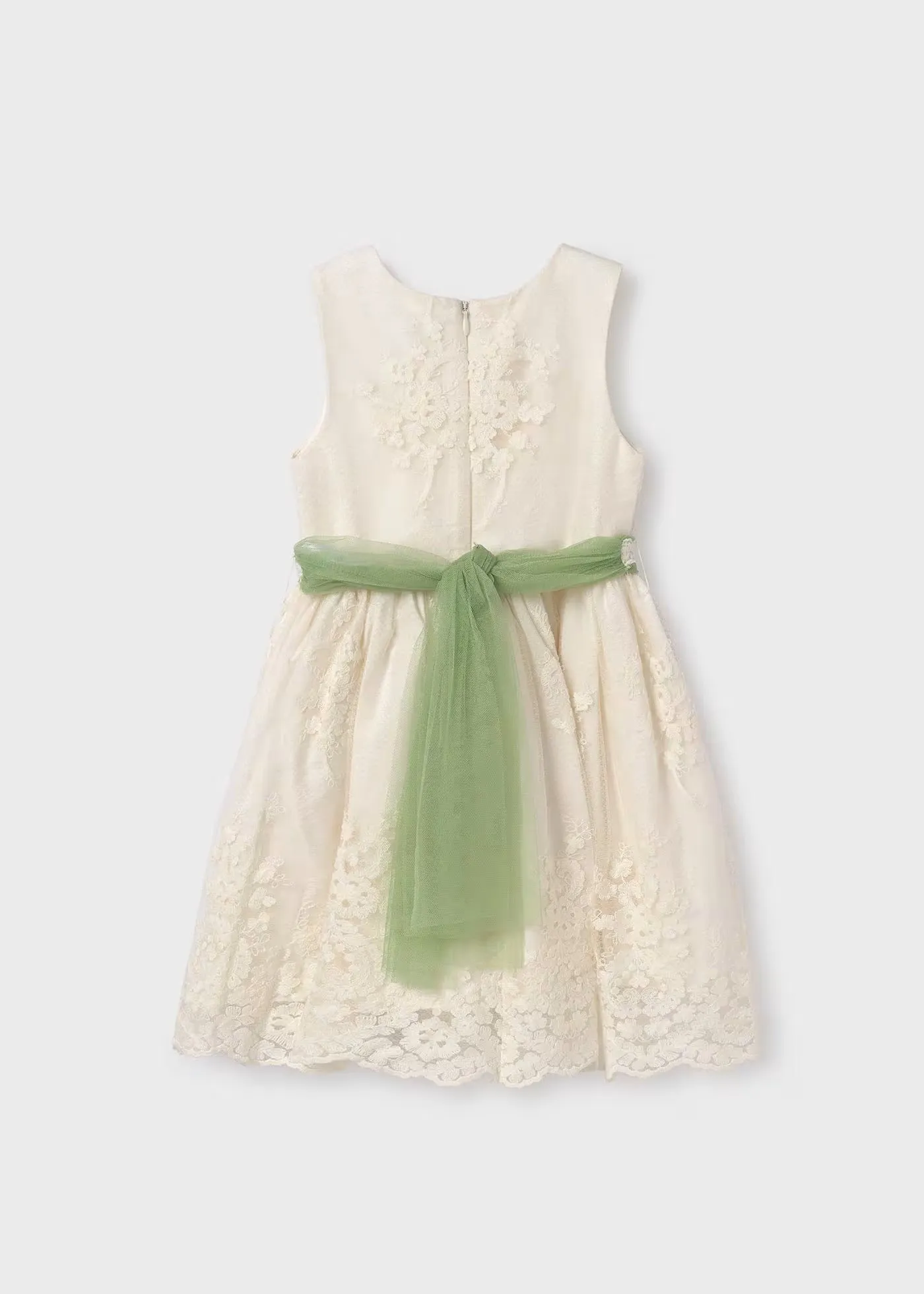 Girls Jacquard tulle dress - Natural