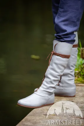 Grey Leather Forest Boots