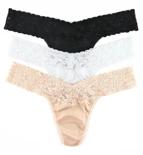 Hanky Panky 3-PACK Cotton Low Rise Thong (8915813PK) - Black/White/Chai