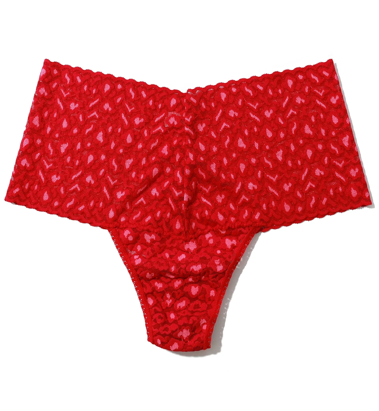 Hanky Panky Cross Dyed Leopard High-Waist Retro Thong (7J1921) - Berry Sangria/Pink