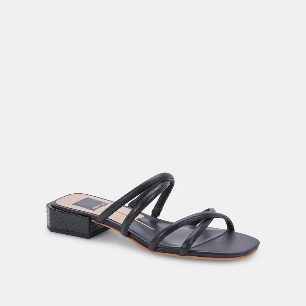 HAPI Sandals Black Leather | Black Leather Low Heel Sandals– Dolce Vita 6878060412994