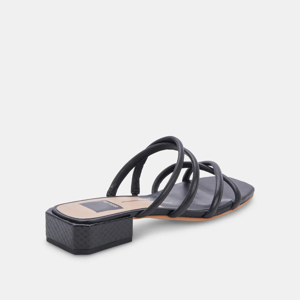 HAPI Sandals Black Leather | Black Leather Low Heel Sandals– Dolce Vita 6878060412994