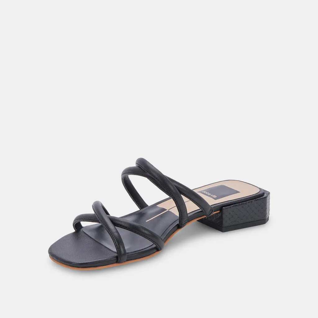 HAPI Sandals Black Leather | Black Leather Low Heel Sandals– Dolce Vita 6878060412994