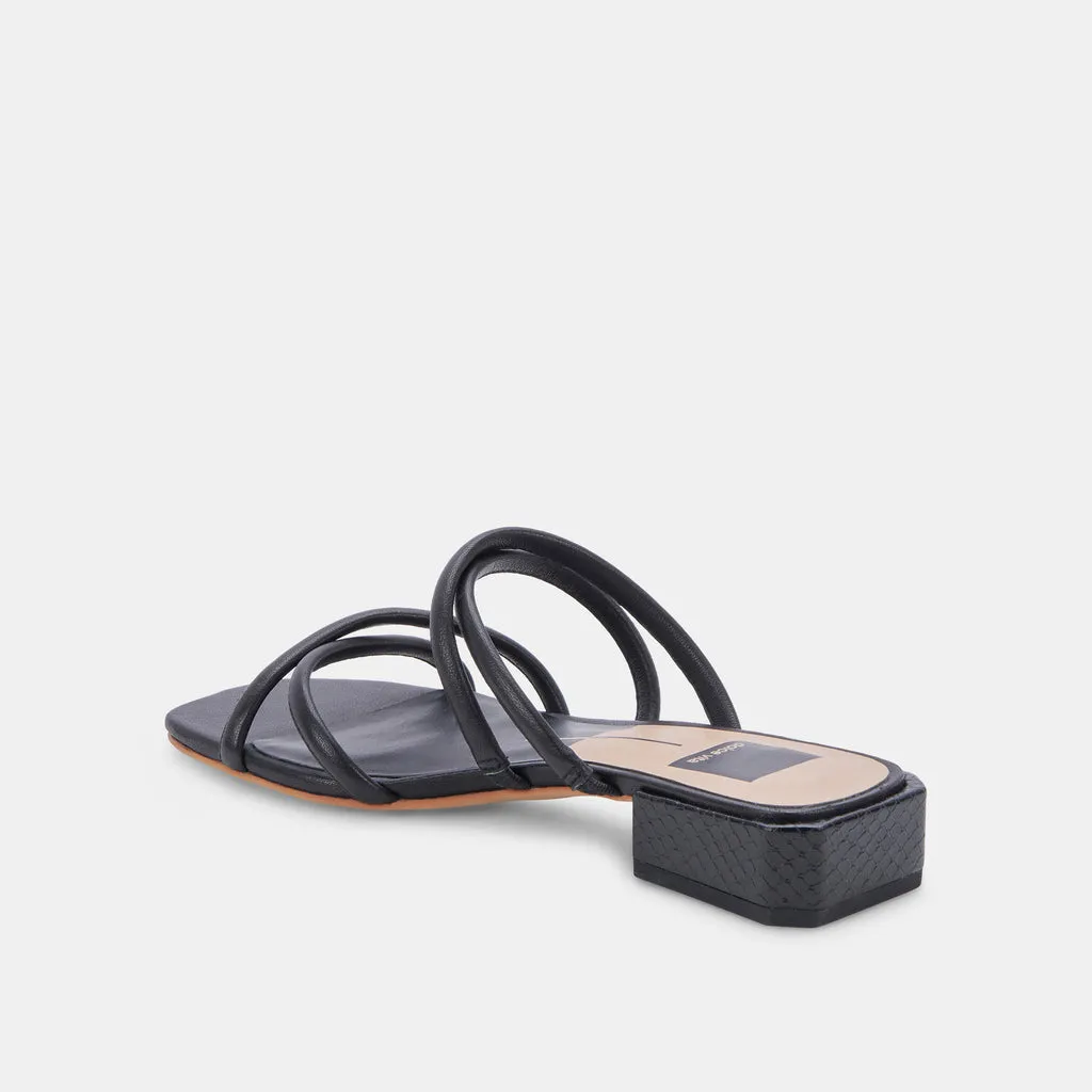 HAPI Sandals Black Leather | Black Leather Low Heel Sandals– Dolce Vita 6878060412994