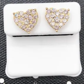 Heart 1.00cttw Diamond Earrings 14K Yellow Gold