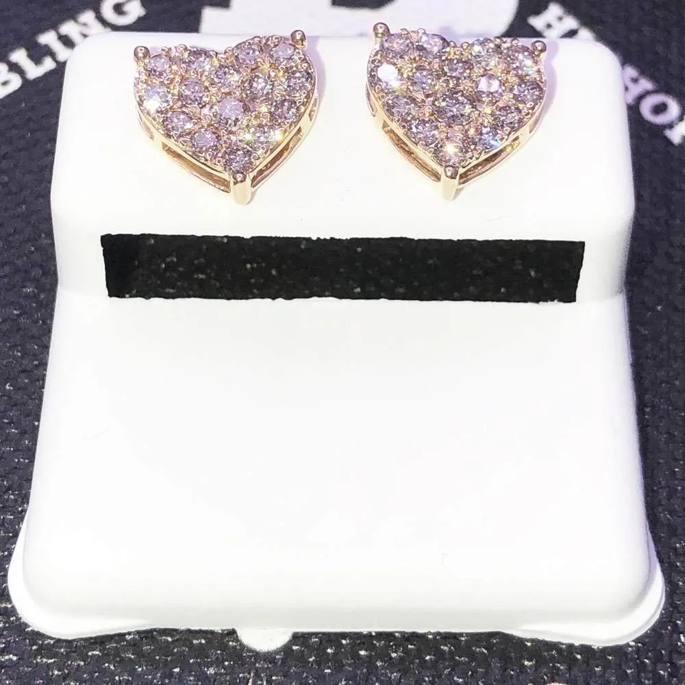 Heart 1.00cttw Diamond Earrings 14K Yellow Gold