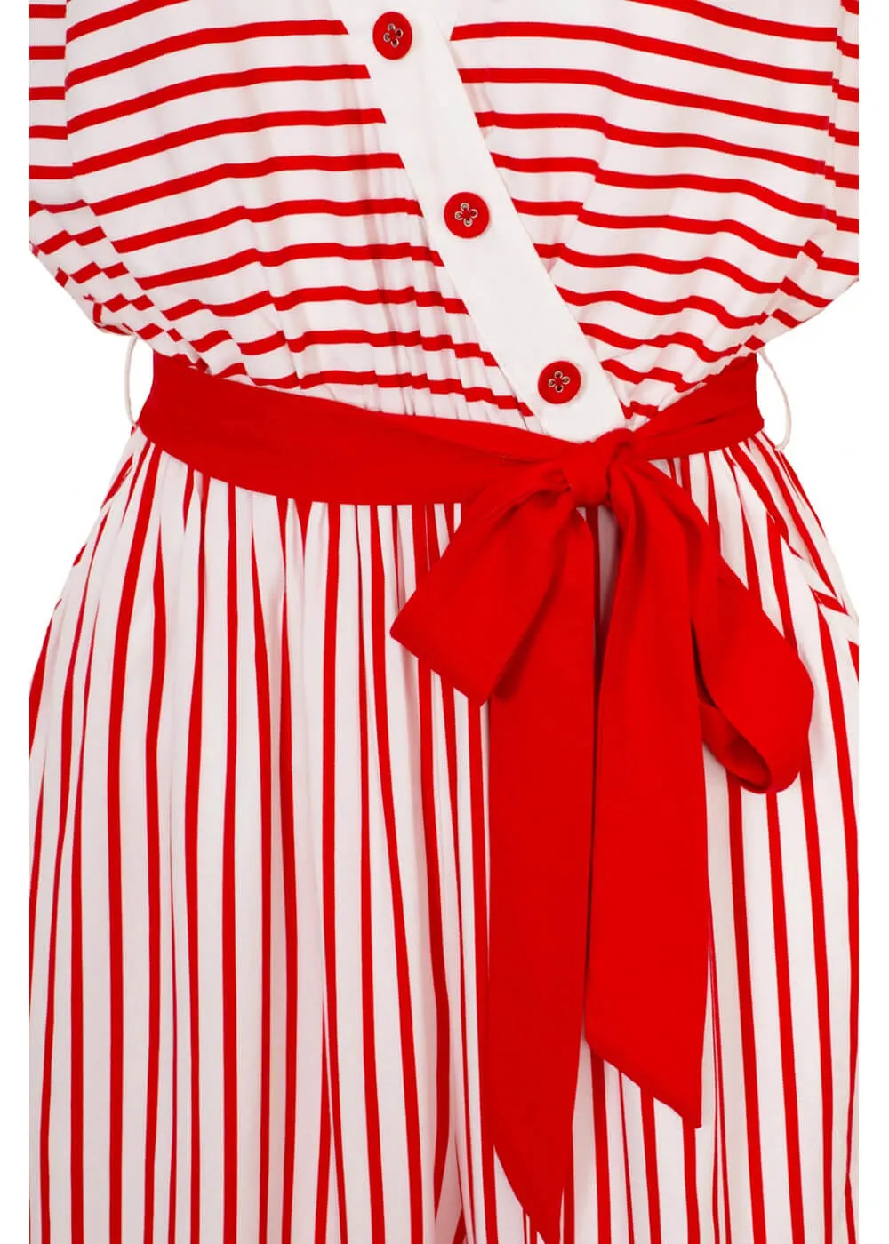 Hell Bunny Ahoy Stripe 40's Jumpsuit Red