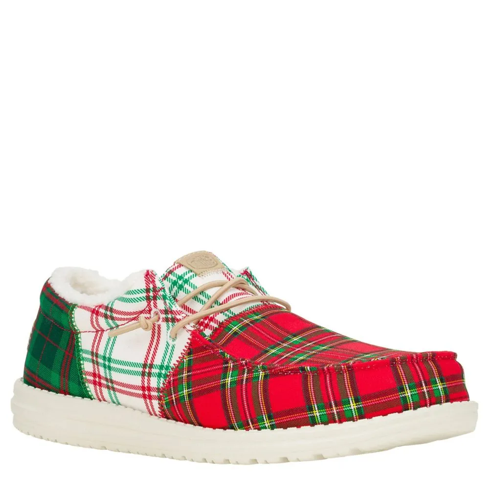 HEYDUDE  MENS WALLY TRI PLAID SLIP ON SNEAKER