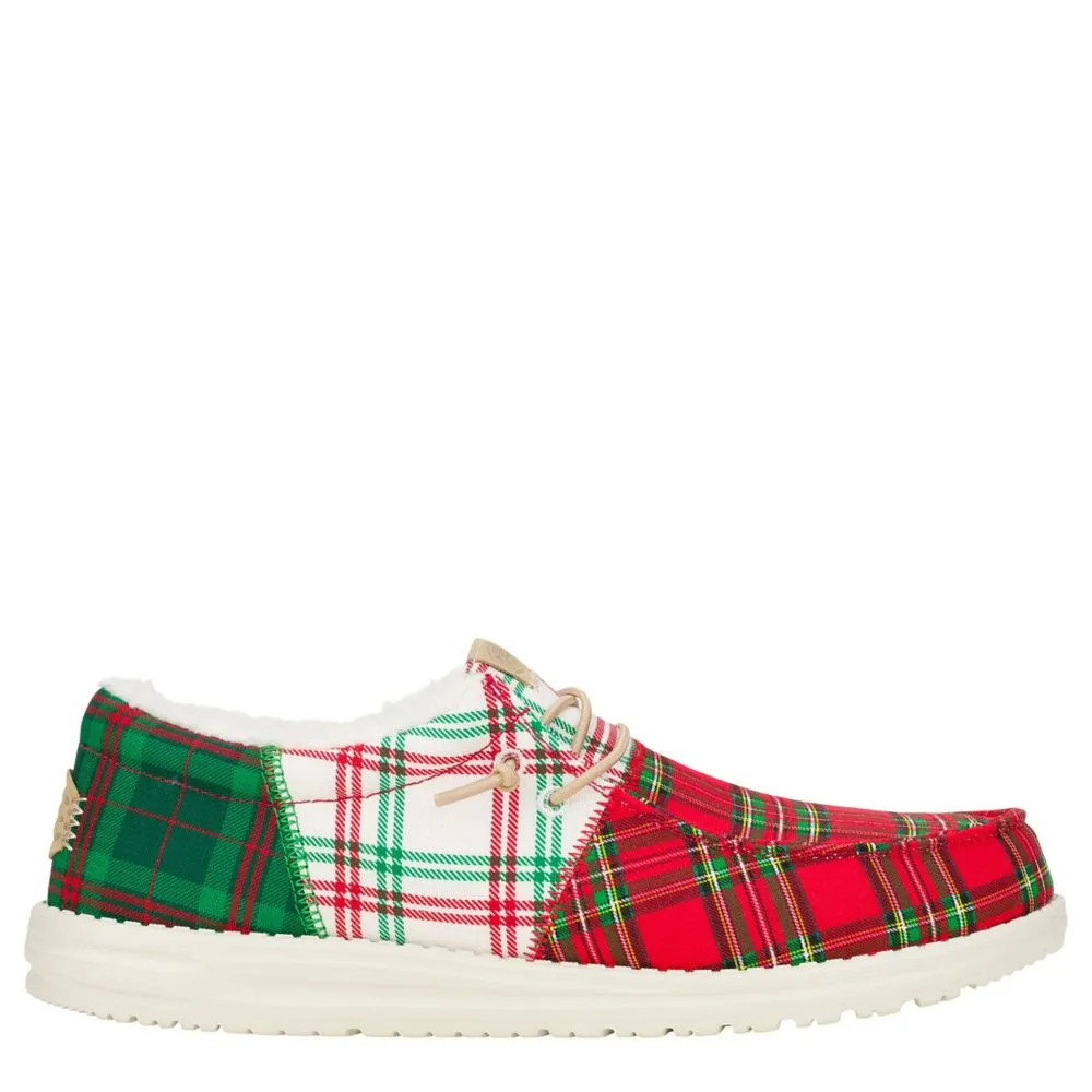 HEYDUDE  MENS WALLY TRI PLAID SLIP ON SNEAKER