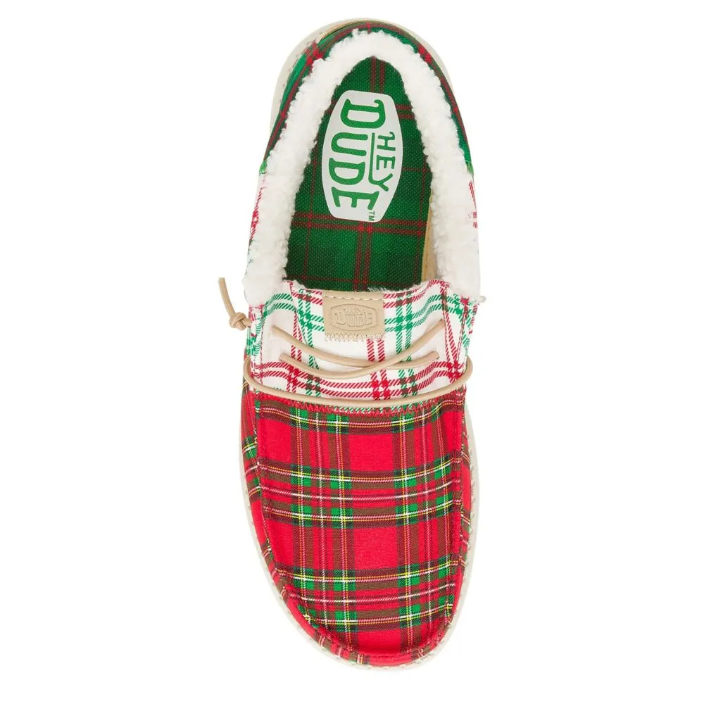 HEYDUDE  MENS WALLY TRI PLAID SLIP ON SNEAKER