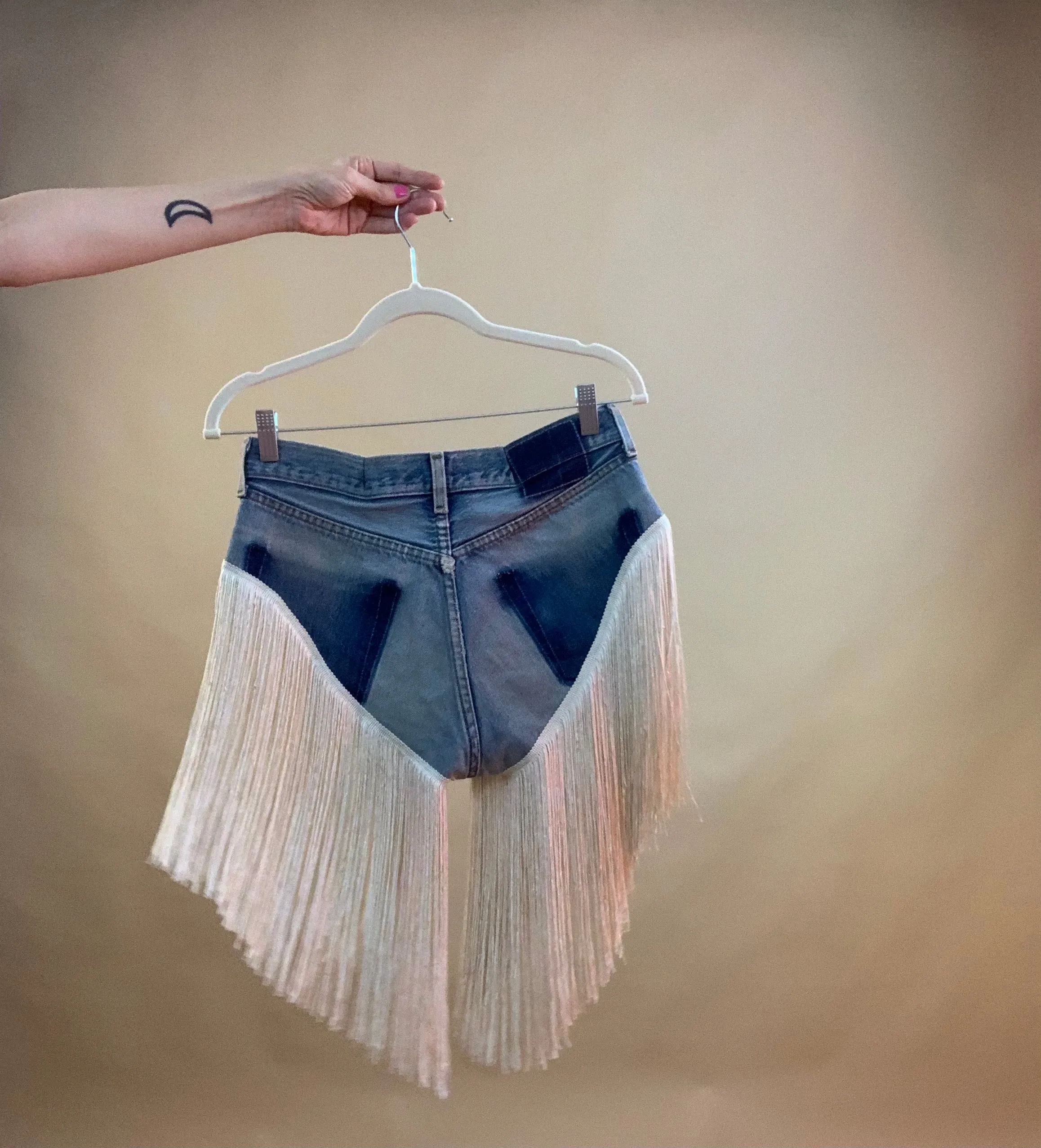 Hi cut panty fringe shorts