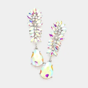 iLLASPARKZ Marquise Stone Cluster Teardrop Link Dangle Evening Earrings