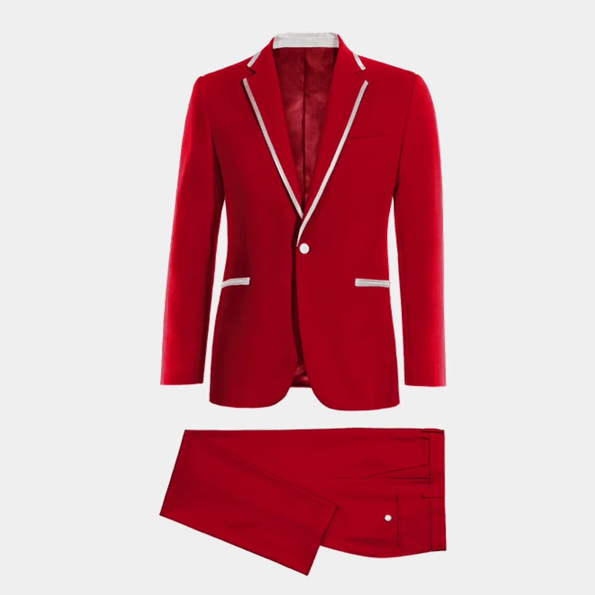 Intense red essential Tuxedo with white lapel