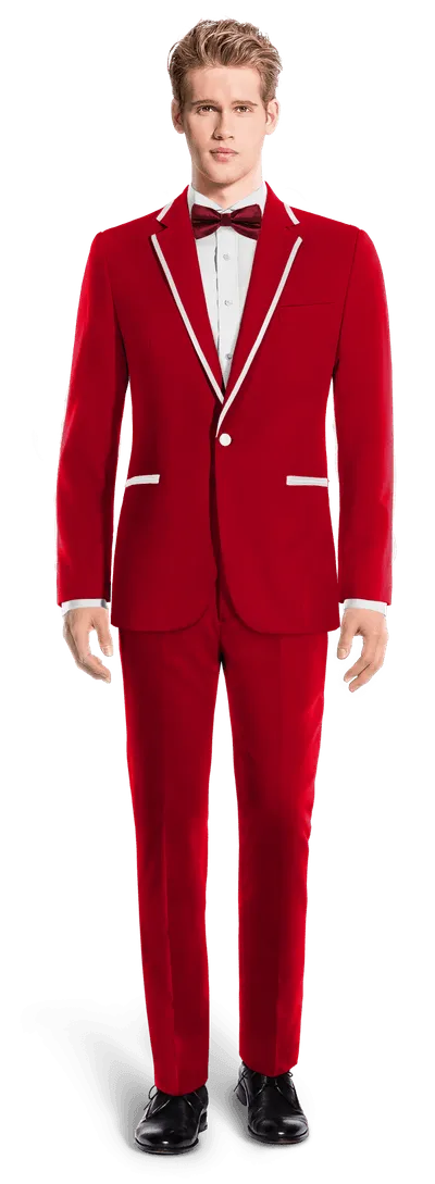 Intense red essential Tuxedo with white lapel