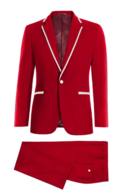 Intense red essential Tuxedo with white lapel