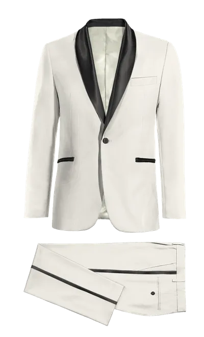 Ivory essential Tuxedo with black shawl lapel