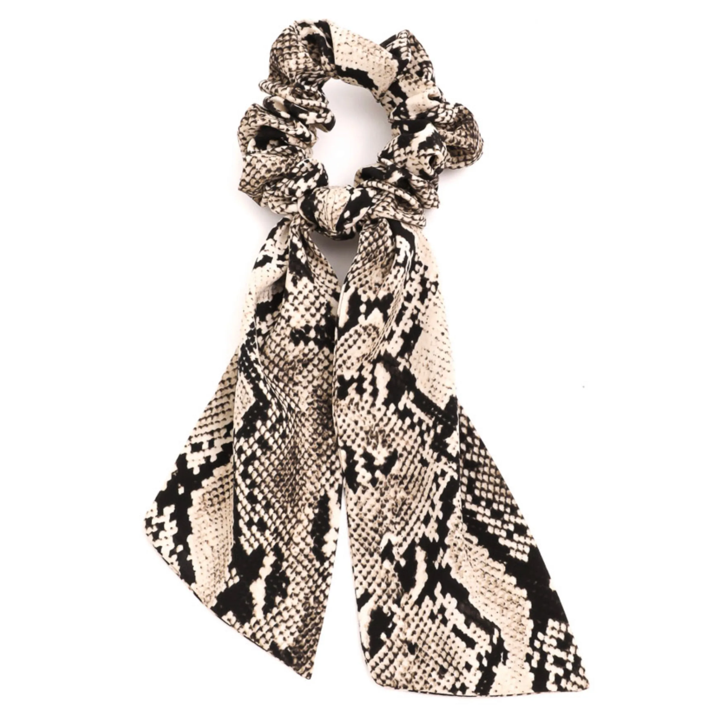 KH1230 Snakeskin Print Scrunchie With Tie