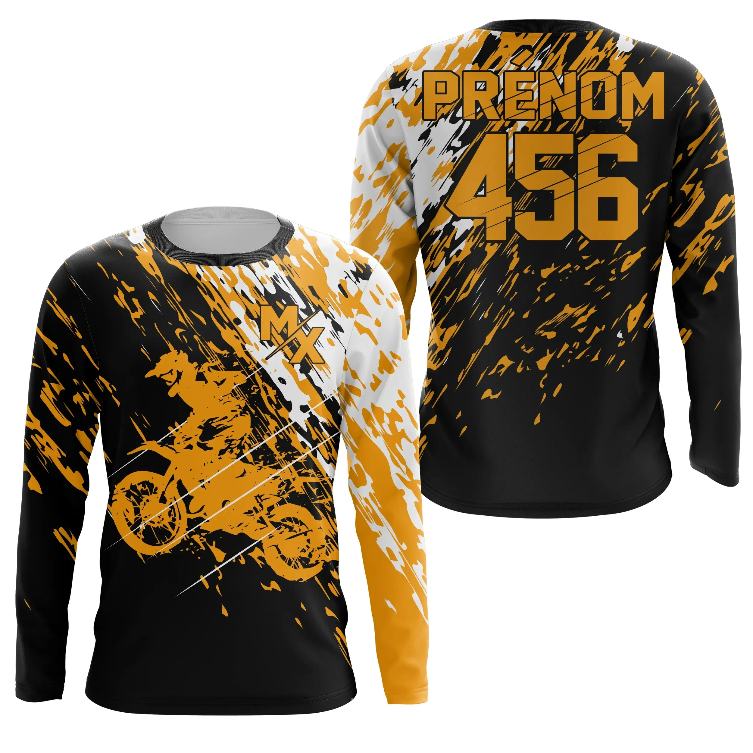 Maillot Cross Protection UV Orange, Cadeau Personnalisé Pilote Moto Cross, T-shirt MX Racing - CT20122232