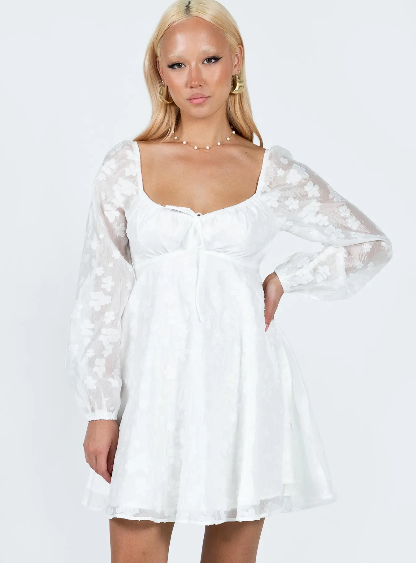 Marceau Long Sleeve Mini Dress White