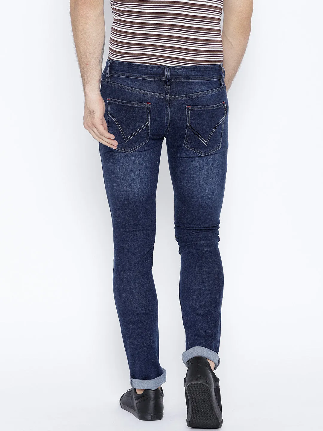 Men Blue Slim Fit Mid-Rise Clean Look Stretchable Jeans