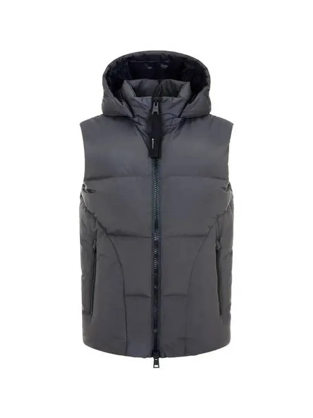 Men s hooded zip up goose down padded vest charcoal 270747