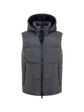 Men s hooded zip up goose down padded vest charcoal 270747