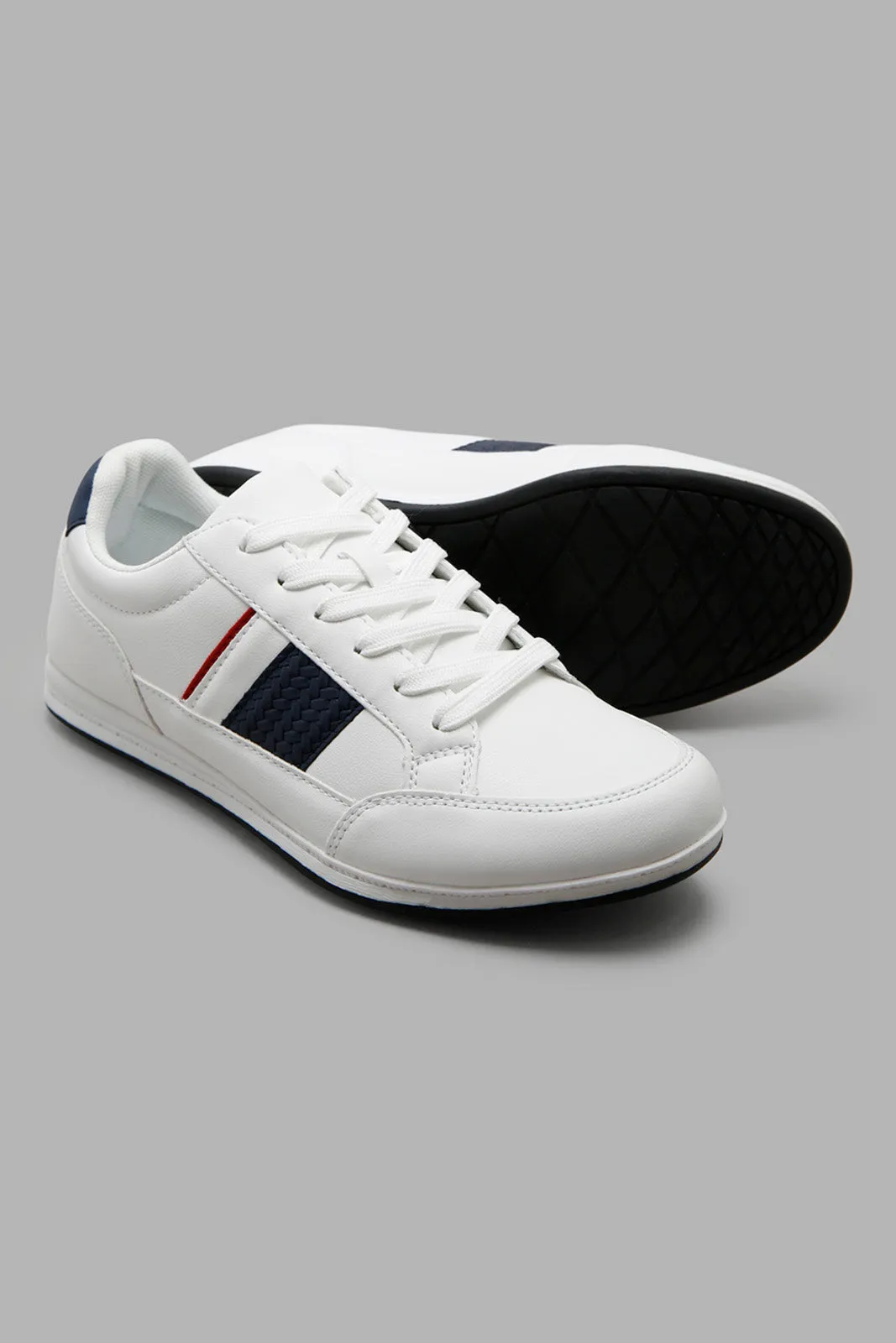 Men White Embroidered Sneaker