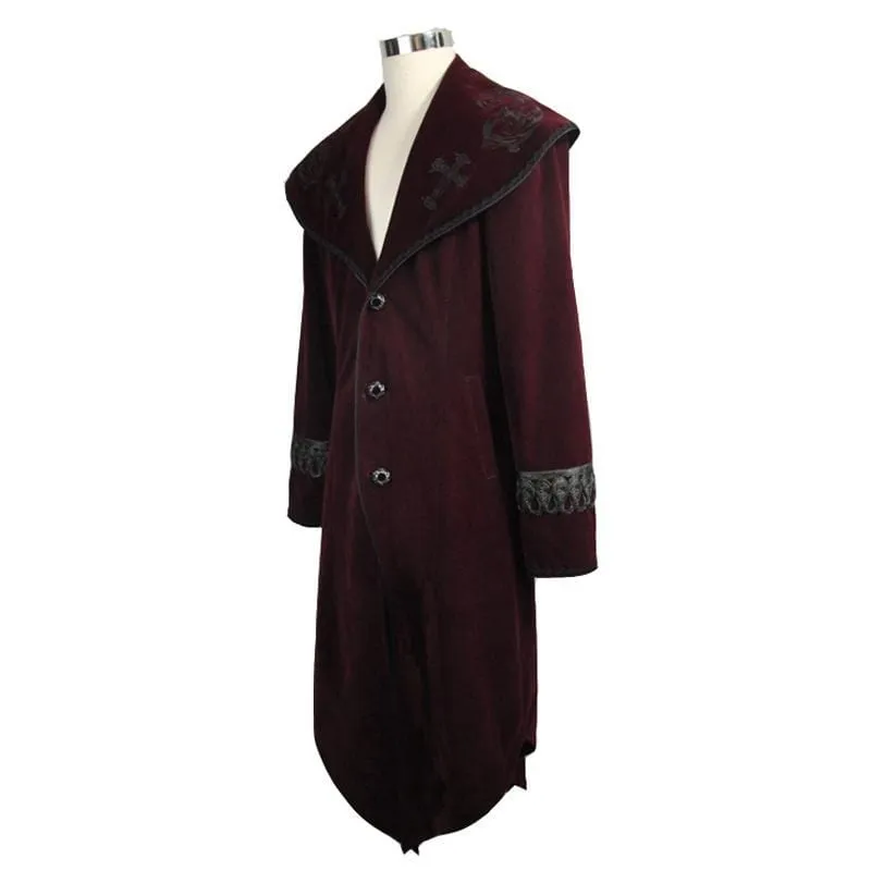 Men's Vintage Overcoat With Gold Embroidery