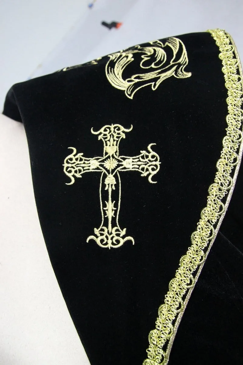 Men's Vintage Overcoat With Gold Embroidery