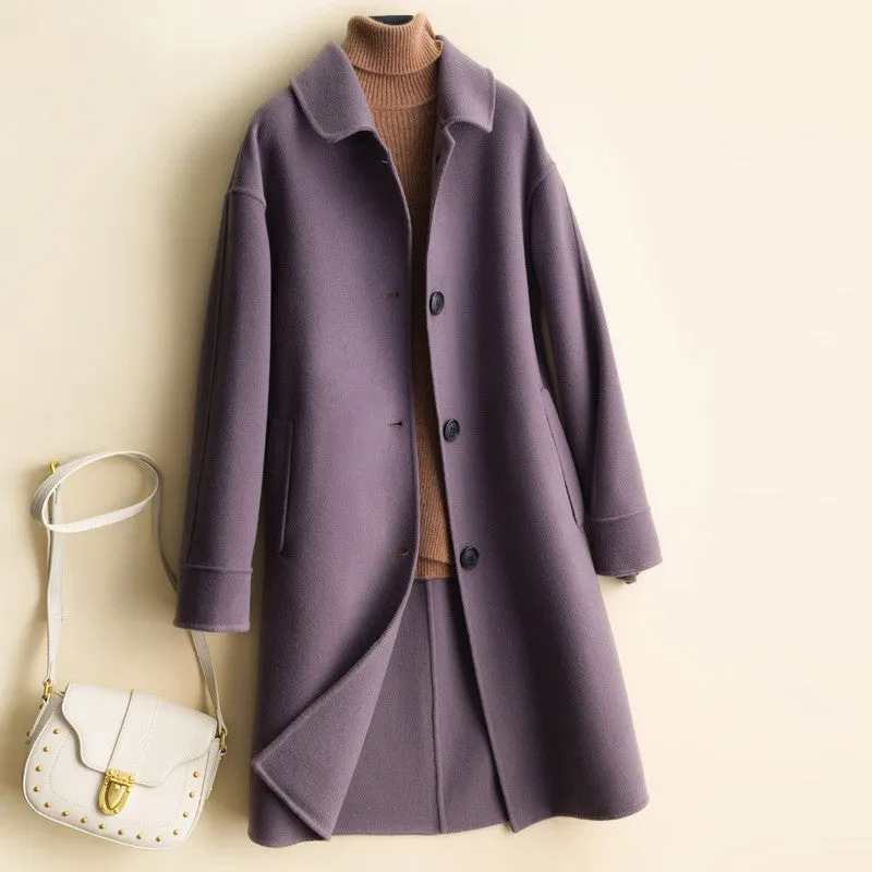 Mid-length women's woolen coat trench coat