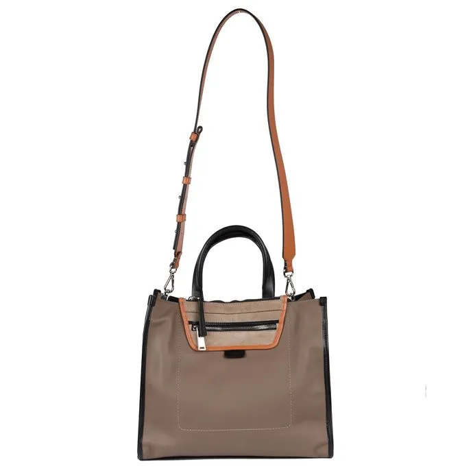 MULTICOLOR SHOPPING BAG WITH SHOULDER STRAP Woman Dove grey Orange