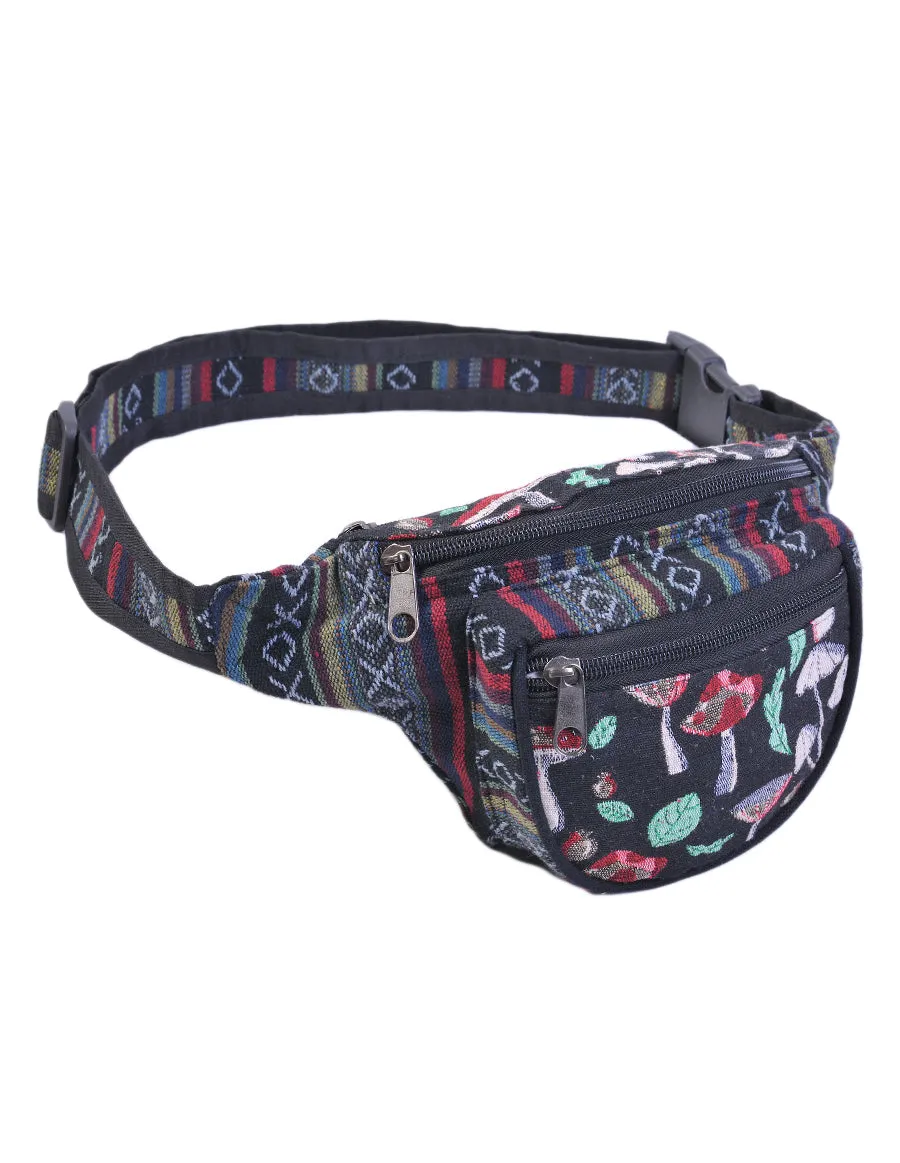 Mushroom Print Cotton Fanny Pack