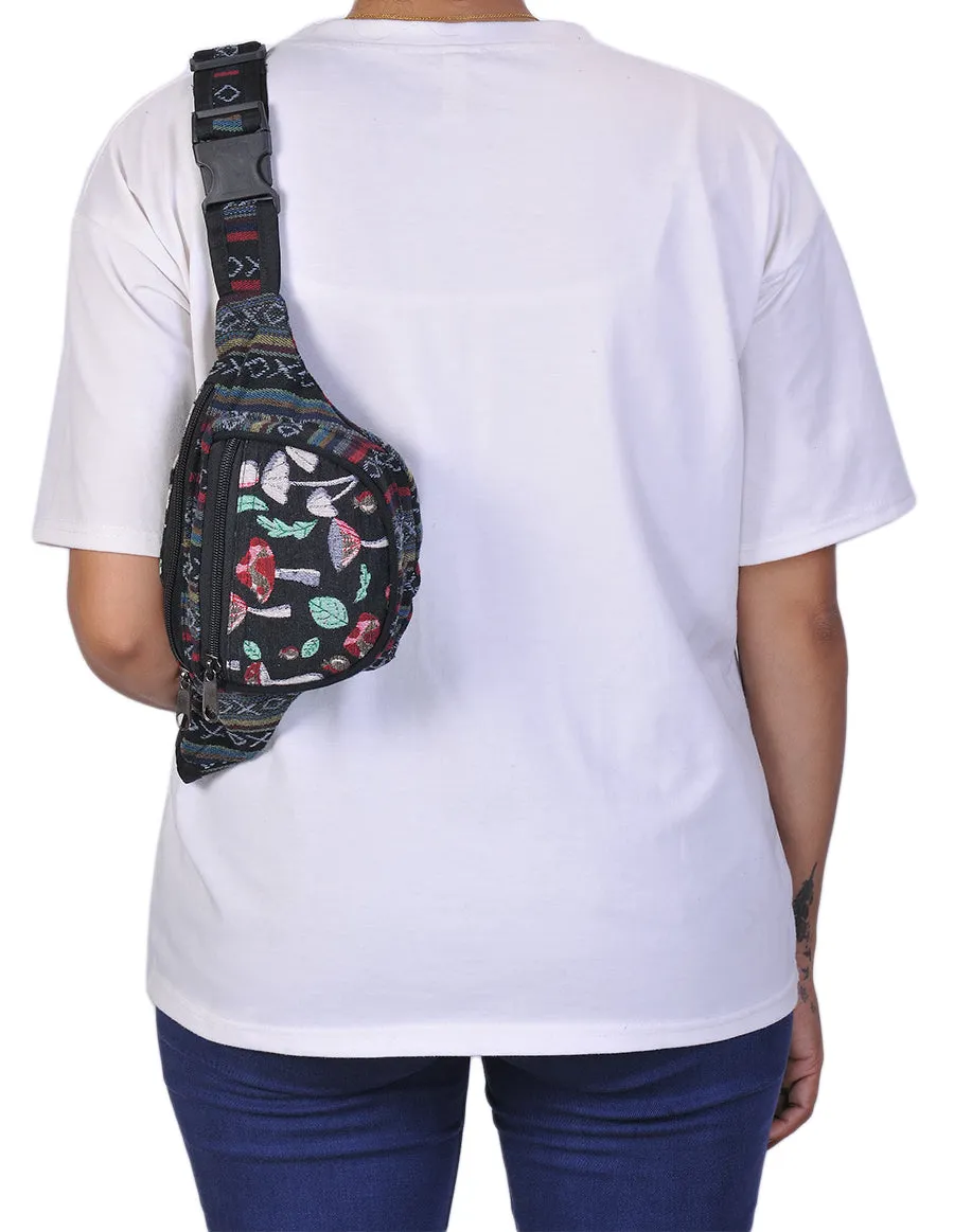 Mushroom Print Cotton Fanny Pack