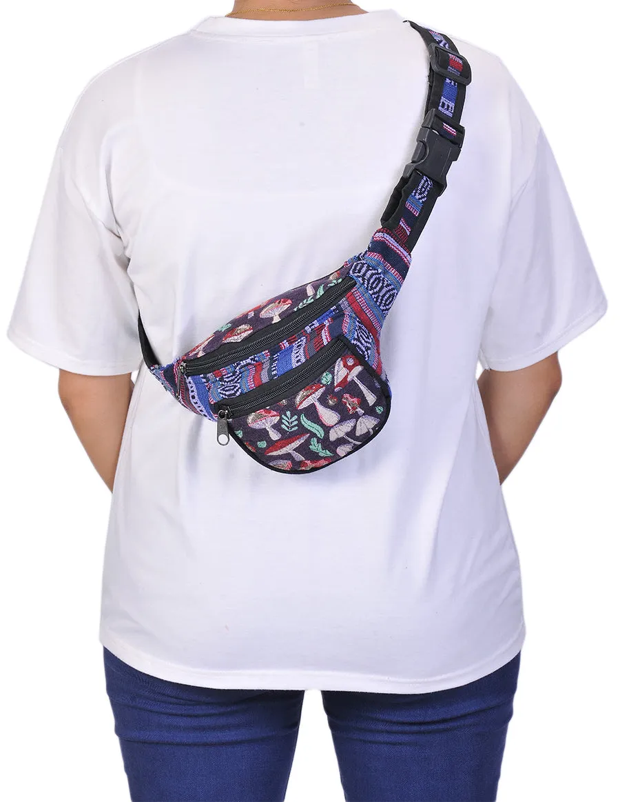 Mushroom Print Cotton Fanny Pack