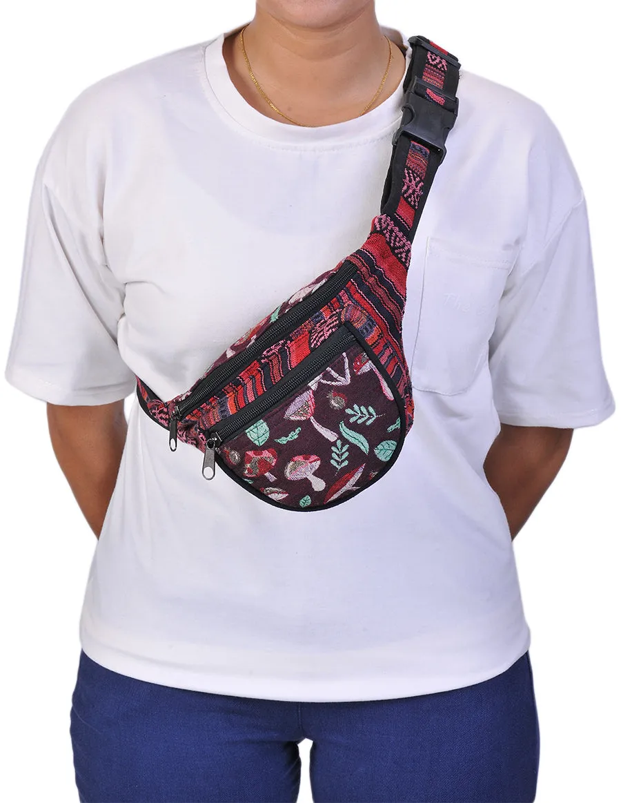 Mushroom Print Cotton Fanny Pack