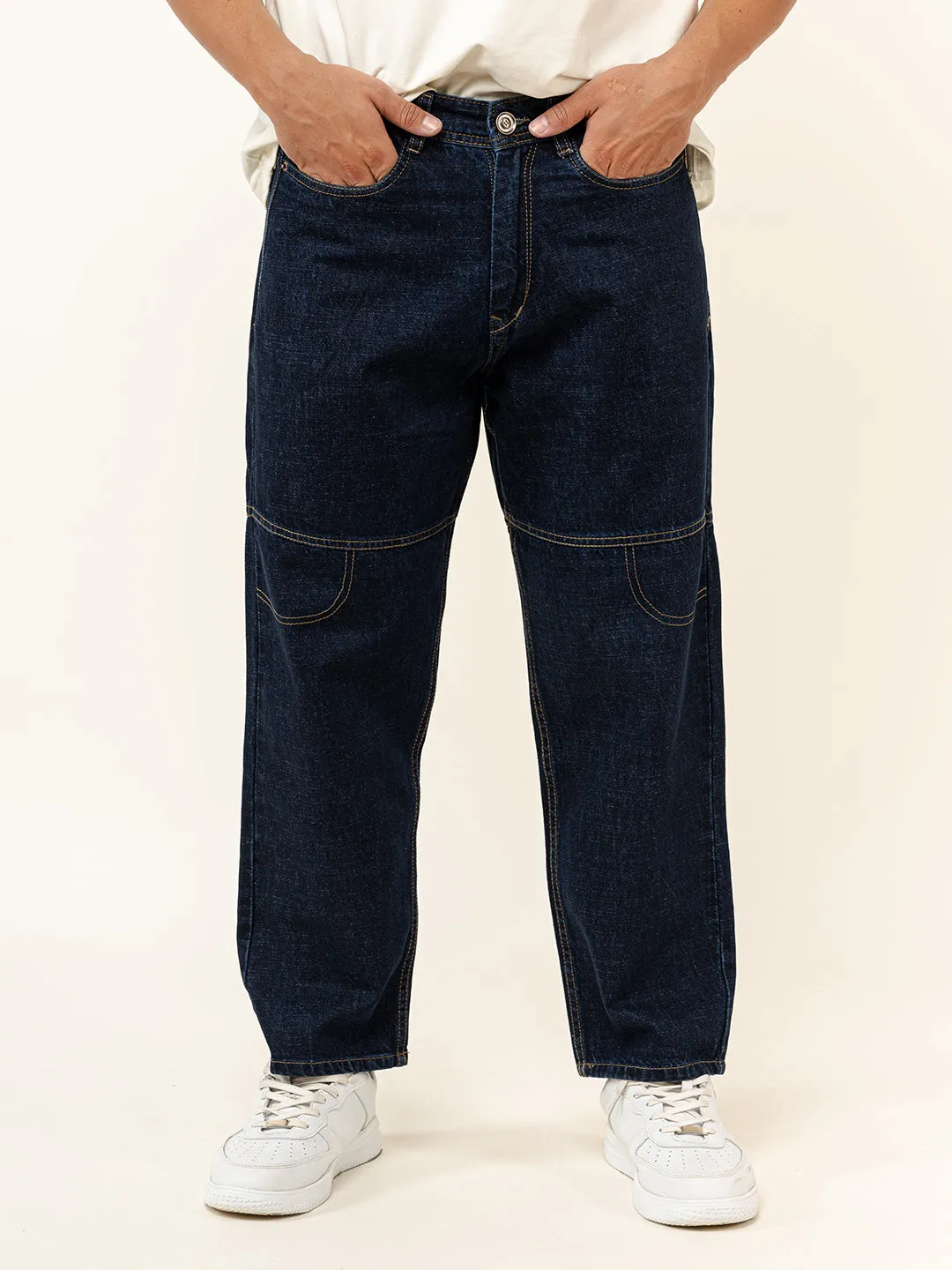 Navy Blue Baggy Fit Denim Jeans