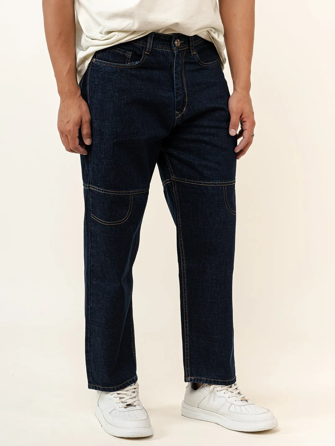 Navy Blue Baggy Fit Denim Jeans