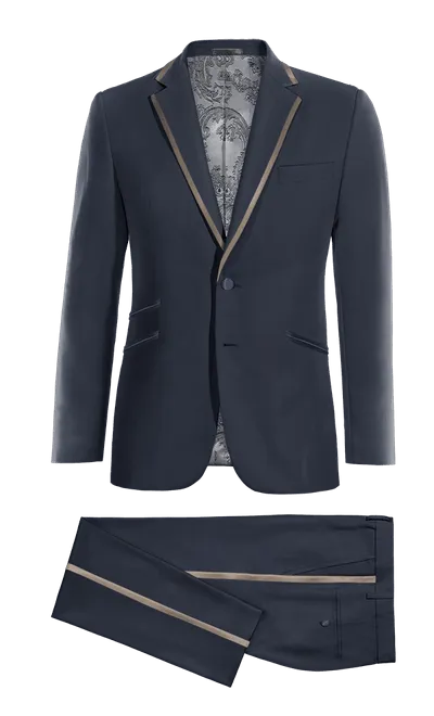 Navy blue essential Tuxedo with grey lapel