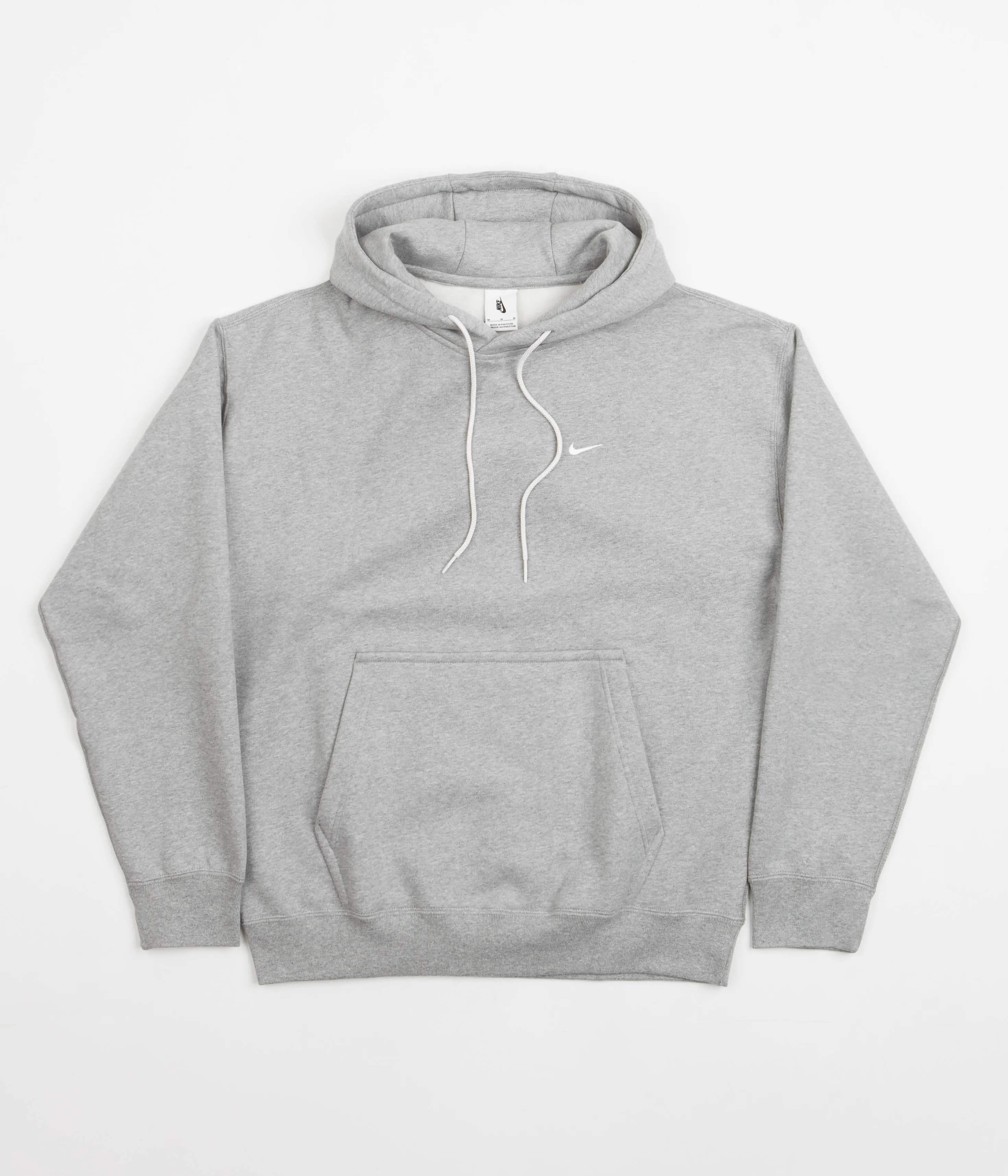 Nike Solo Swoosh Fleece Hoodie - Dark Grey Heather / White