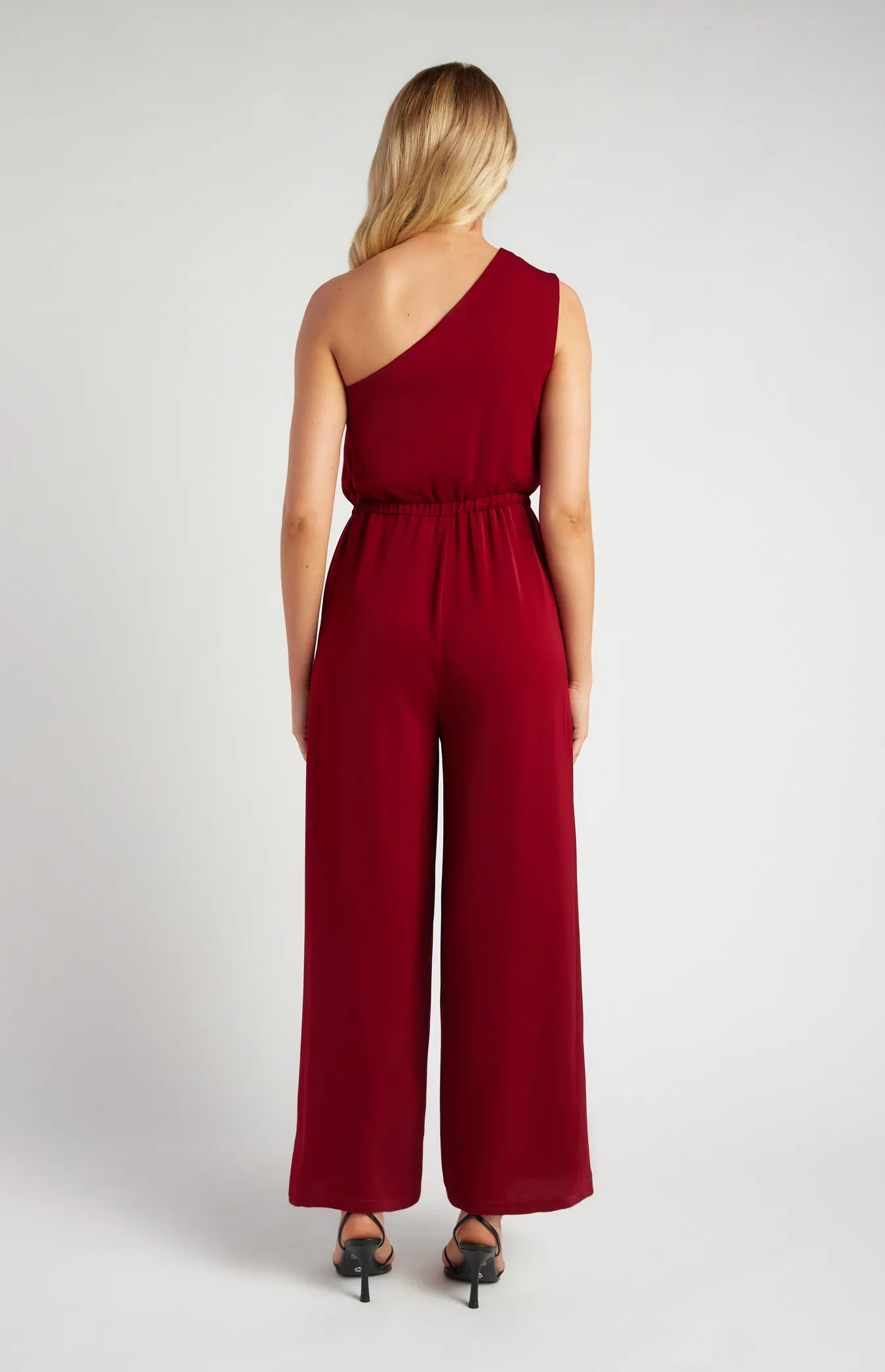 One Shoulder Elastic Waist Scarf Detail Jumpsuit (SJP597B)