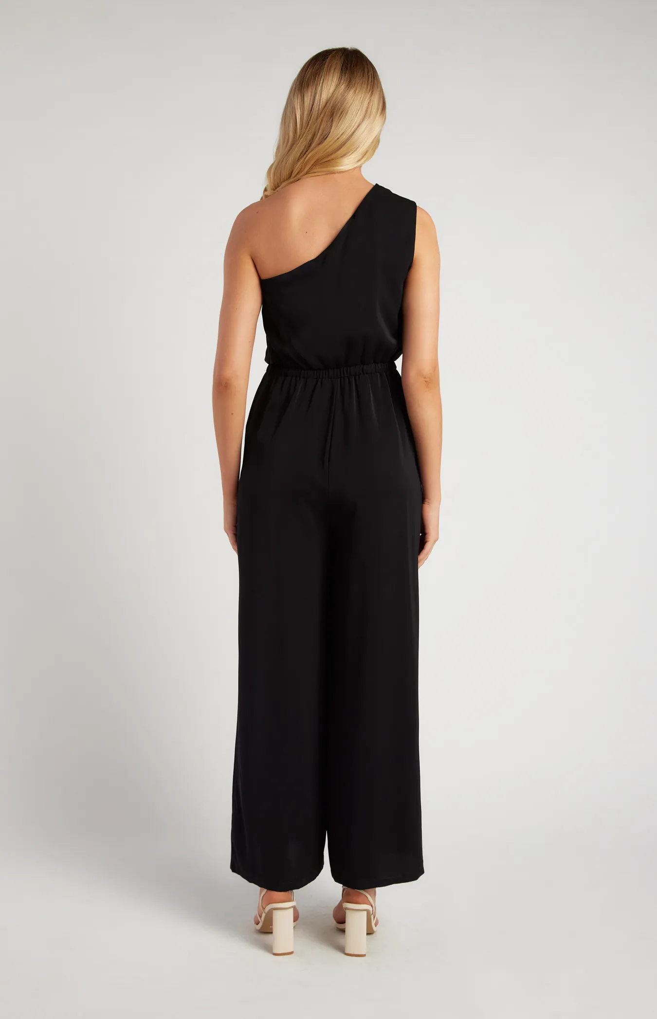 One Shoulder Elastic Waist Scarf Detail Jumpsuit (SJP597B)