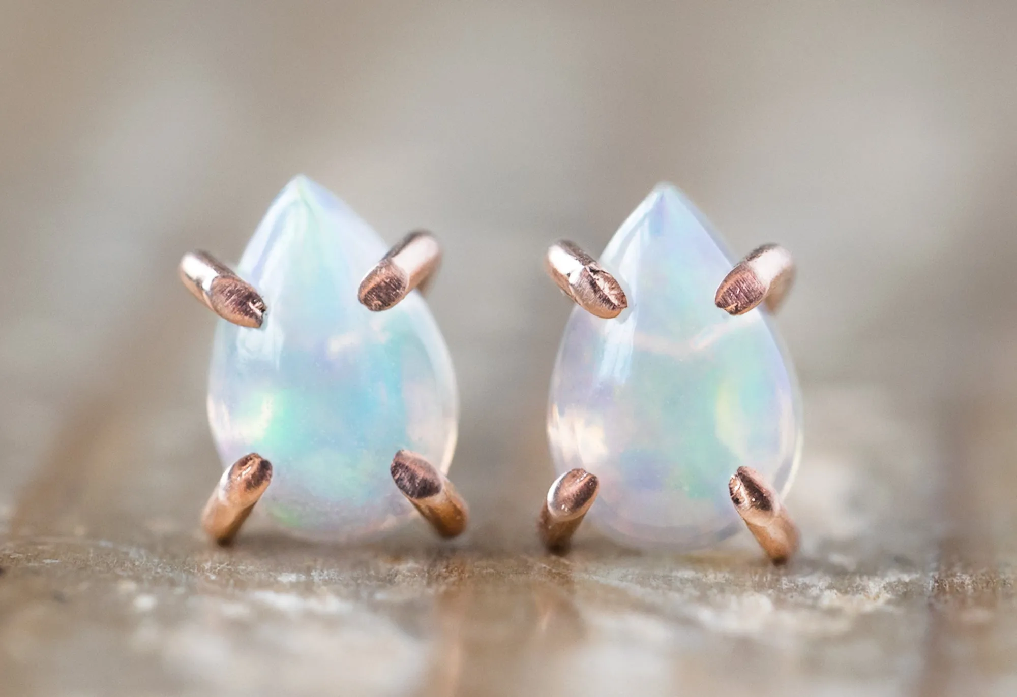 Opal Teardrop Stud Earrings