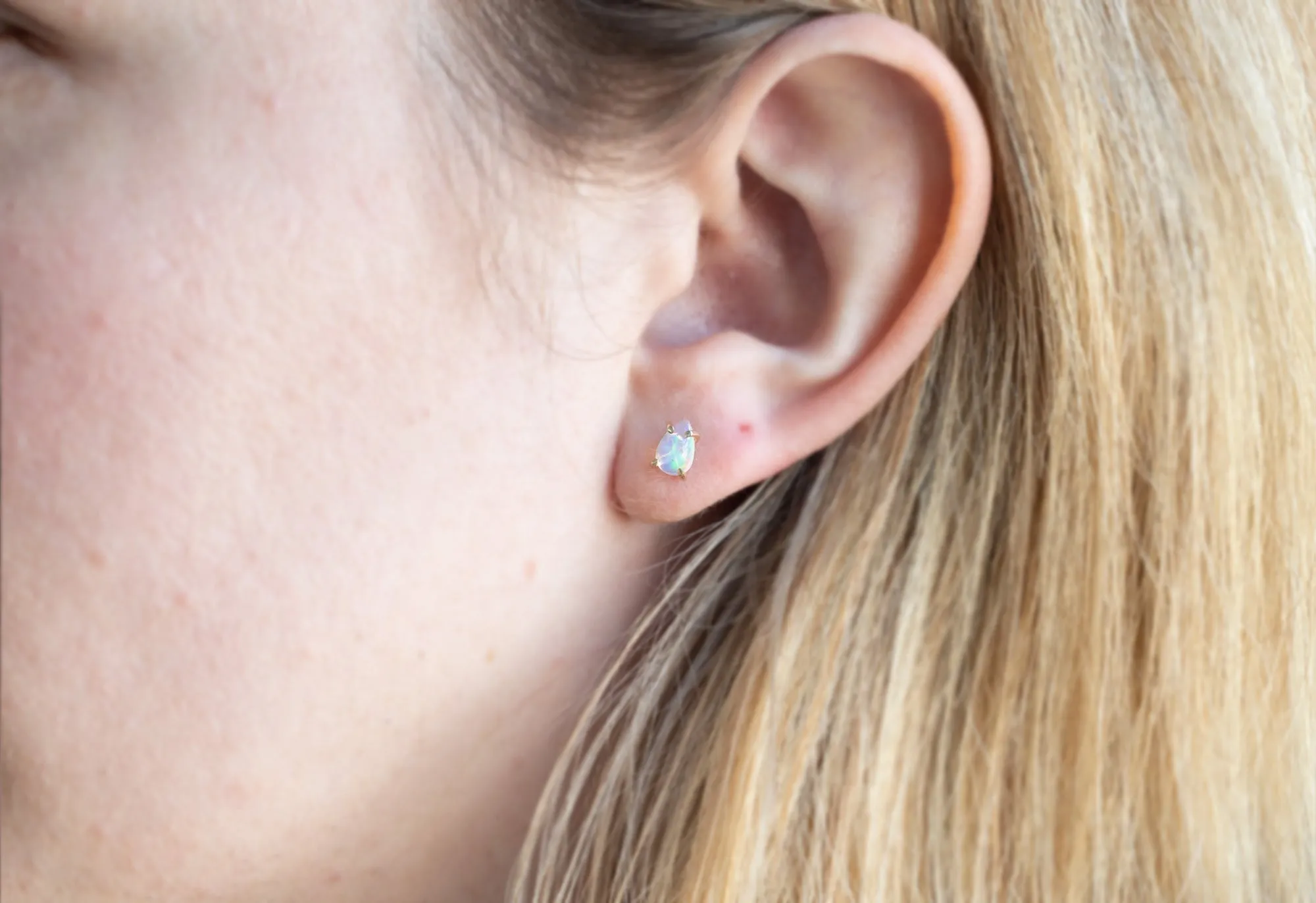 Opal Teardrop Stud Earrings