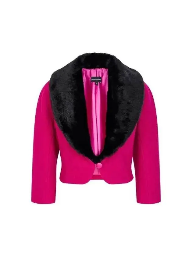 Overseas Station Season Big Chance 8 18 Women s Fur Shawl Crop Wool Booklet Jacket Dark Pink 271899