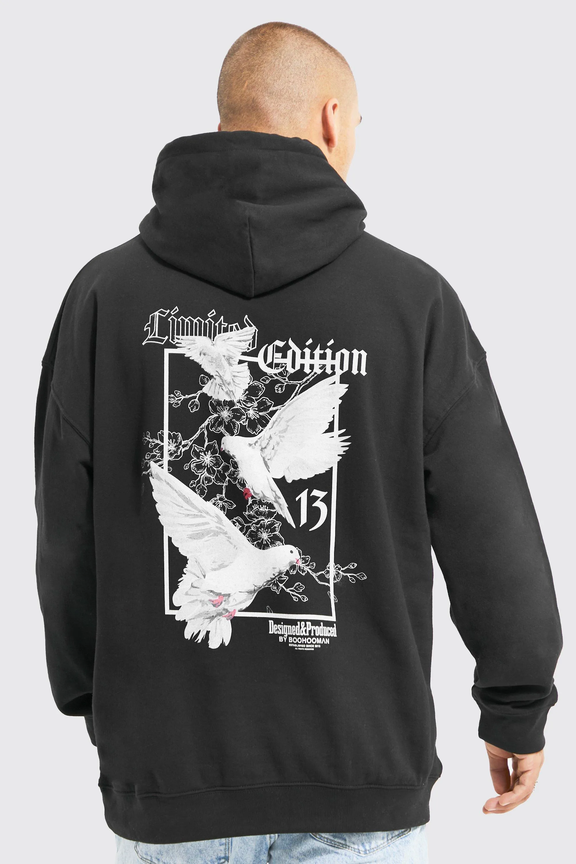 Oversized Dove Graphic Hoodie | boohooMAN UK