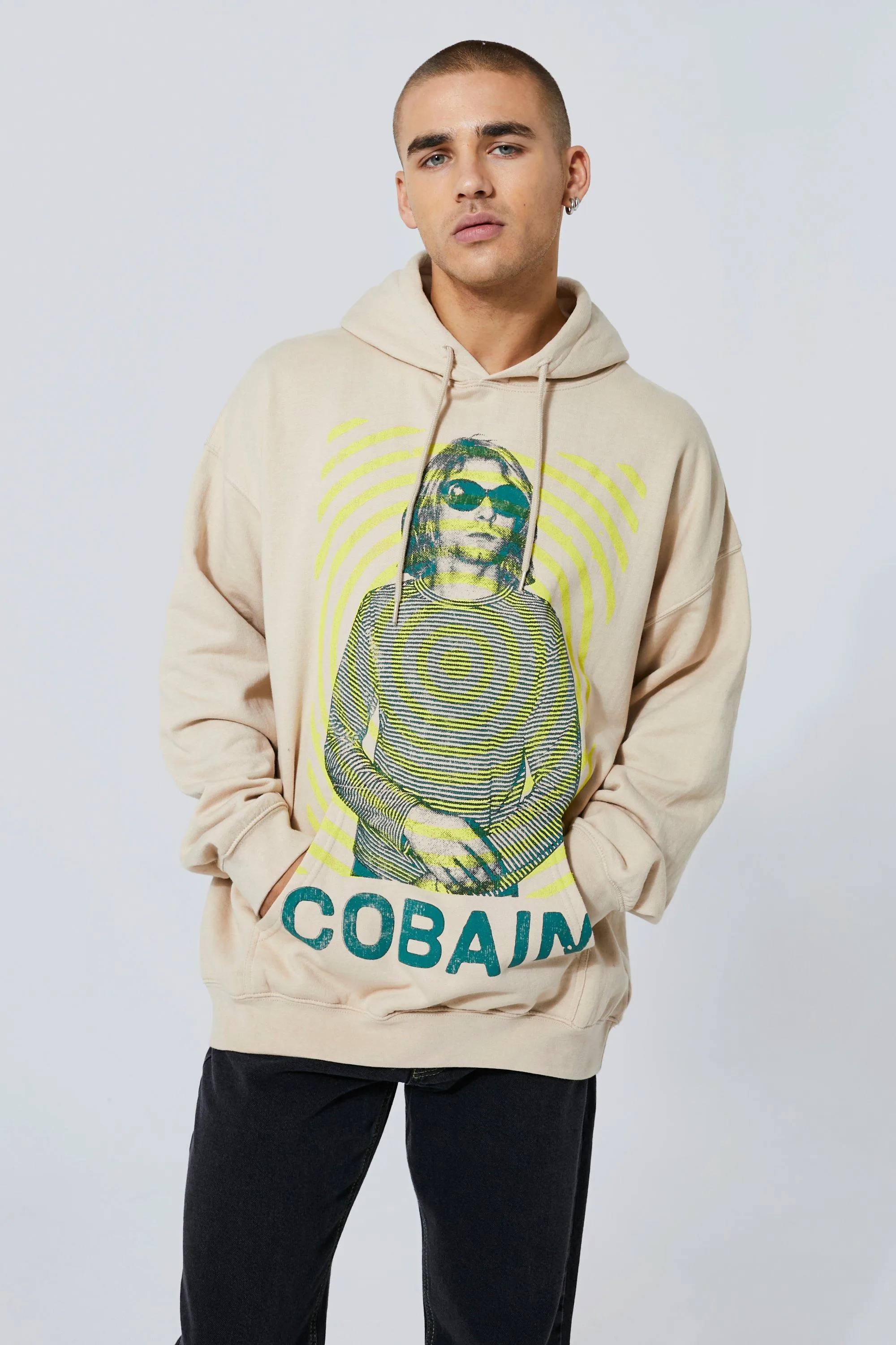 Oversized Kurt Cobain License Hoodie | boohooMAN UK