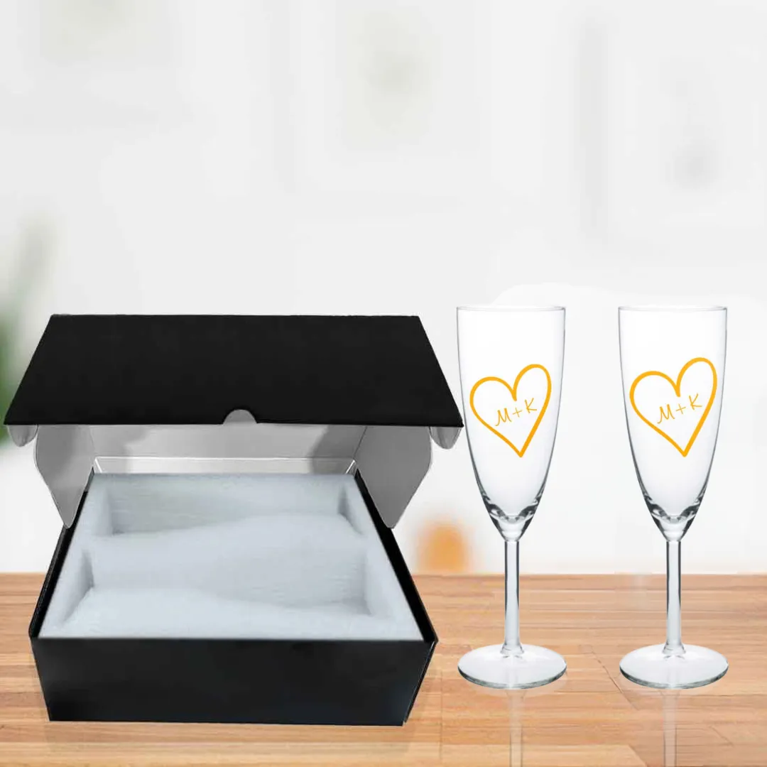 Personalised Champagne Glasses Flute Glass Set of 2  Anniversary Gift Idea  - Sweethearts